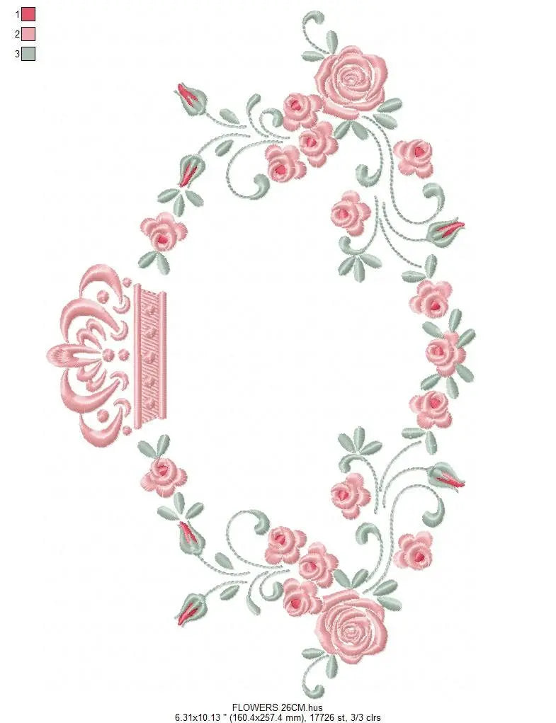 Crown embroidery designs - Laurel Wreath with Crown embroidery design machine embroidery pattern - Flowers embroidery file crown design PES Marcia Embroidery