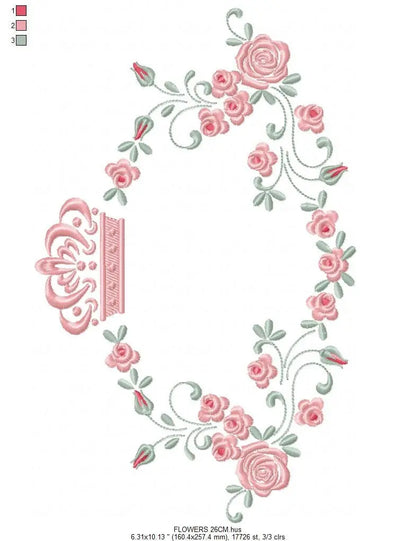 Crown embroidery designs - Laurel Wreath with Crown embroidery design machine embroidery pattern - Flowers embroidery file crown design PES Marcia Embroidery