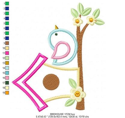 Bird embroidery designs - Bird House embroidery design machine embroidery pattern - instant download bird applique design - girl embroidery Marcia Embroidery
