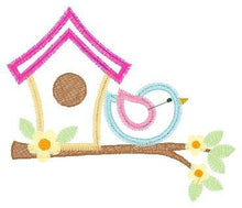 Load image into Gallery viewer, Bird embroidery designs - Bird House embroidery design machine embroidery pattern - instant download bird applique design - girl embroidery
