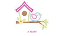 Cargar imagen en el visor de la galería, Bird embroidery designs - Bird House embroidery design machine embroidery pattern - instant download bird applique design - girl embroidery
