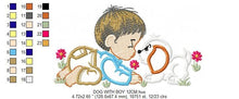 Cargar imagen en el visor de la galería, Boy embroidery designs - Dog embroidery design machine embroidery pattern - Boy with dog embroidery file - kid embroidery filled design pes
