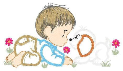 Boy embroidery designs - Dog embroidery design machine embroidery pattern - Boy with dog embroidery file - kid embroidery filled design pes - Marcia Embroidery