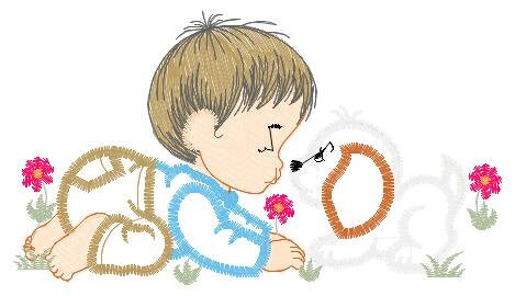 Boy embroidery designs - Dog embroidery design machine embroidery pattern - Boy with dog embroidery file - kid embroidery filled design pes - Marcia Embroidery