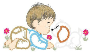 Boy embroidery designs - Dog embroidery design machine embroidery pattern - Boy with dog embroidery file - kid embroidery filled design pes