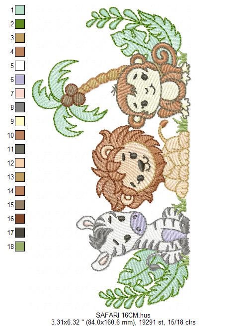 Safari embroidery designs - Animals embroidery design machine embroidery pattern - Zebra embroidery file - monkey embroidery lion design