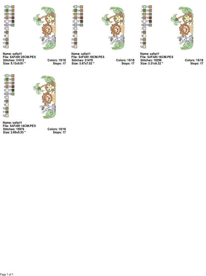 Safari embroidery designs - Animals embroidery design machine embroidery pattern - Zebra embroidery file - monkey embroidery lion design