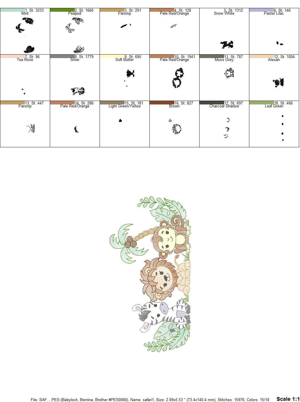 Safari embroidery designs - Animals embroidery design machine embroidery pattern - Zebra embroidery file - monkey embroidery lion design