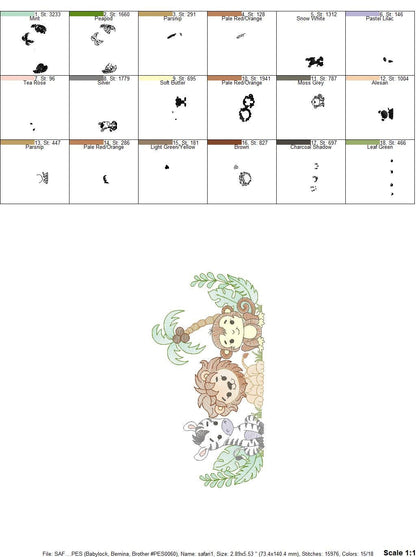 Safari embroidery designs - Animals embroidery design machine embroidery pattern - Zebra embroidery file - monkey embroidery lion design