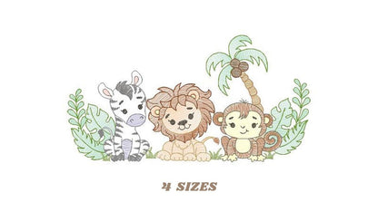 Safari embroidery designs - Animals embroidery design machine embroidery pattern - Zebra embroidery file - monkey embroidery lion design