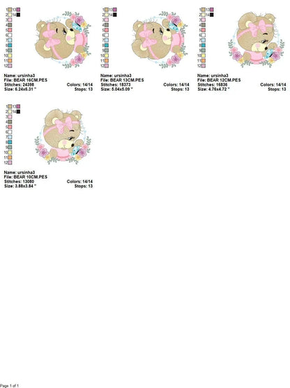 Female Bear embroidery designs - Baby girl embroidery design machine embroidery pattern - Bear with butterfly embroidery file - digital file Marcia Embroidery