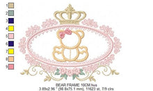 Load image into Gallery viewer, Bear embroidery designs - Teddy embroidery design machine embroidery pattern - Baby Girl embroidery file - instant download bear in a frame
