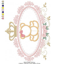 Load image into Gallery viewer, Bear embroidery designs - Teddy embroidery design machine embroidery pattern - Baby Girl embroidery file - instant download bear in a frame
