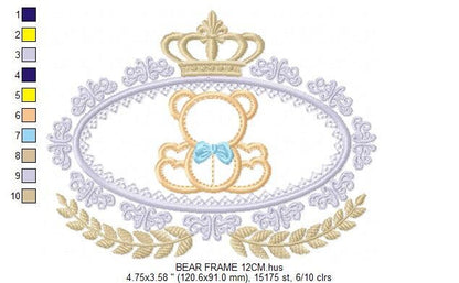Bear embroidery designs - Laurel embroidery design machine embroidery pattern - Bear wreath embroidery bear design - newborn nursery deco - Marcia Embroidery