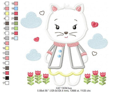 Cat embroidery design - Animal embroidery designs machine embroidery pattern - Kitty embroidery file - baby girl embroidery cat applique pes Marcia Embroidery