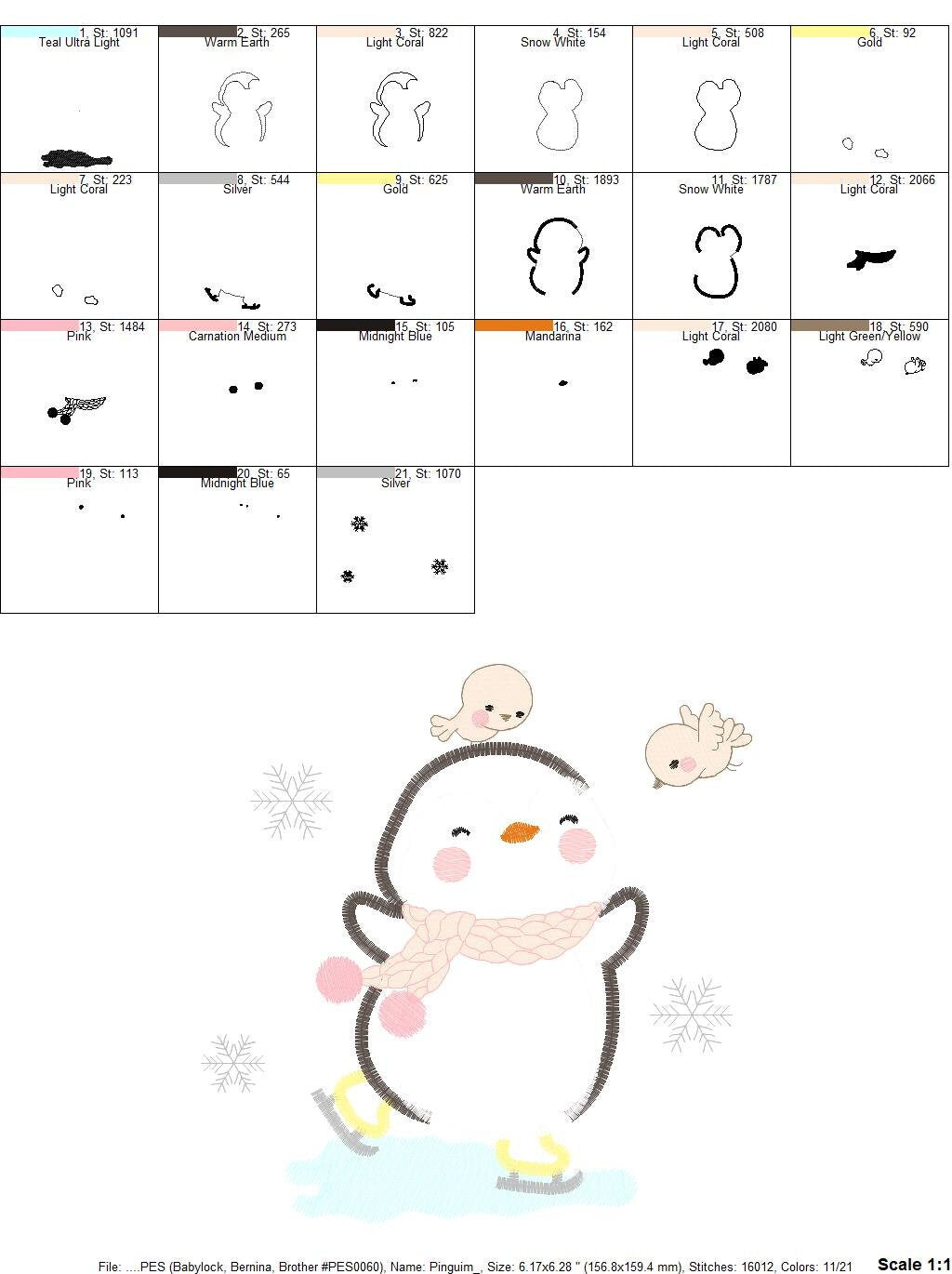Penguin embroidery design - Animal embroidery designs machine embroidery pattern - Baby boy embroidery file - instant download Winter Cold Marcia Embroidery