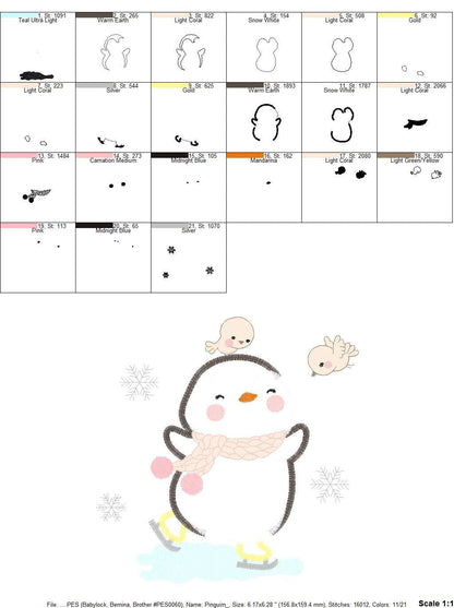 Penguin embroidery design - Animal embroidery designs machine embroidery pattern - Baby boy embroidery file - instant download Winter Cold Marcia Embroidery