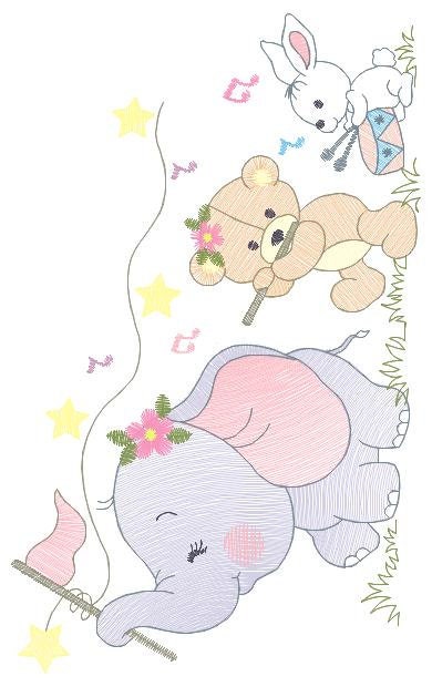 Animal band embroidery designs - Musical animals embroidery design machine embroidery pattern -  Elephant embroidery file - Bear and Rabbit