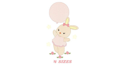 Bunny embroidery design - Rabbit embroidery designs machine embroidery pattern - Baby girl embroidery file - instant download pes jef hus