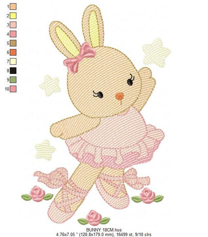 Bunny Ballerina embroidery design - Rabbit Ballet dancer machine embroidery pattern - Animal Ballerina file - Instant download pes jef vip