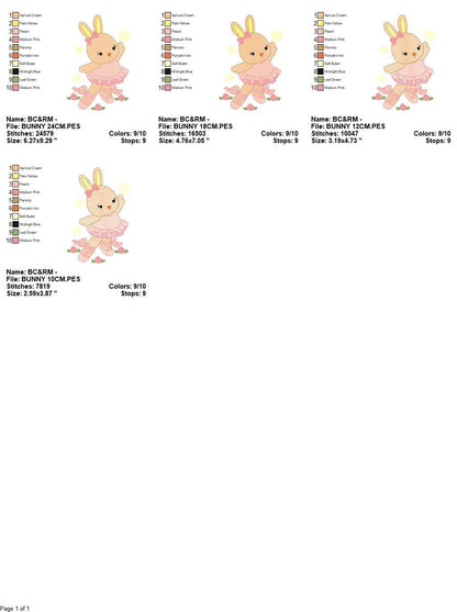 Bunny Ballerina embroidery design - Rabbit Ballet dancer machine embroidery pattern - Animal Ballerina file - Instant download pes jef vip