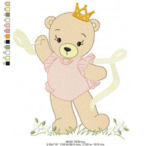 Carica l&#39;immagine nel visualizzatore di Gallery, Bear embroidery designs - Ballerina embroidery design machine embroidery pattern - Baby girl embroidery file - Ballerina bear with crown
