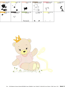 Bear embroidery designs - Ballerina embroidery design machine embroidery pattern - Baby girl embroidery file - Ballerina bear with crown