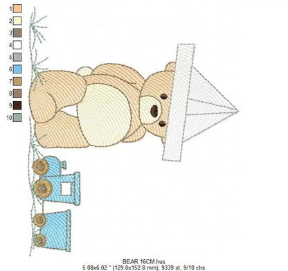 Bear with train embroidery designs - Bear embroidery design machine embroidery pattern - Baby boy embroidery file - instant download train Marcia Embroidery