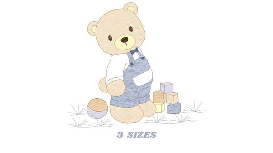 Bear with toys embroidery designs - Bear embroidery design machine embroidery pattern - Baby boy embroidery file - instant download train