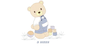 Bear with toys embroidery designs - Bear embroidery design machine embroidery pattern - Baby boy embroidery file - instant download train