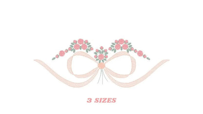 Lace with flowers embroidery designs - Bow Tie machine embroidery pattern - Baby girl file - Instant digital download pes jef dst hus vp3 Marcia Embroidery