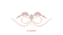 Cargar imagen en el visor de la galería, Lace with flowers embroidery designs - Bow Tie embroidery design machine embroidery pattern - Baby girl embroidery file - Lace embroidery
