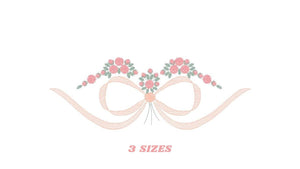 Lace with flowers embroidery designs - Bow Tie embroidery design machine embroidery pattern - Baby girl embroidery file - Lace embroidery