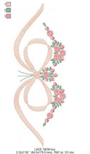 Cargar imagen en el visor de la galería, Lace with flowers embroidery designs - Bow Tie embroidery design machine embroidery pattern - Baby girl embroidery file - Lace embroidery
