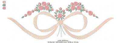 Lace with flowers embroidery designs - Bow Tie machine embroidery pattern - Baby girl file - Instant digital download pes jef dst hus vp3 Marcia Embroidery