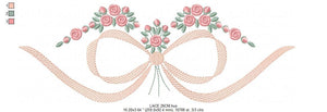 Lace with flowers embroidery designs - Bow Tie embroidery design machine embroidery pattern - Baby girl embroidery file - Lace embroidery