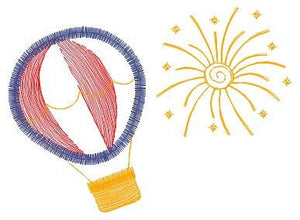 Ballon embroidery designs - Hot air balloon embroidery design machine embroidery pattern - Firework embroidery - instant download