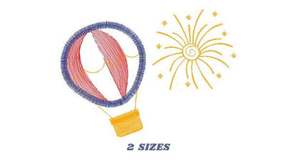 Ballon embroidery designs - Hot air balloon embroidery design machine embroidery pattern - Firework embroidery - instant download Marcia Embroidery