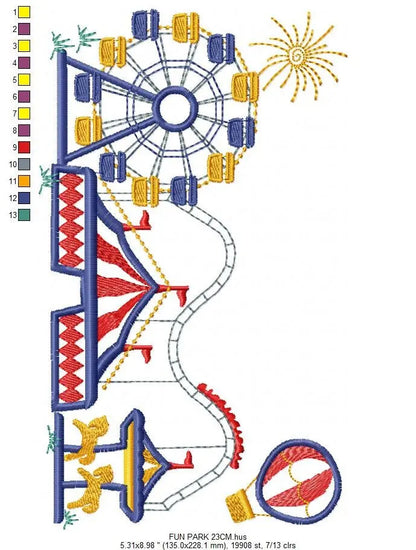 Fun park embroidery design - Fair embroidery designs machine embroidery pattern - Festival embroidery file - Circus instant download pes jef Marcia Embroidery