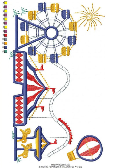 Fun park embroidery design - Fair embroidery designs machine embroidery pattern - Festival embroidery file - Circus instant download pes jef Marcia Embroidery