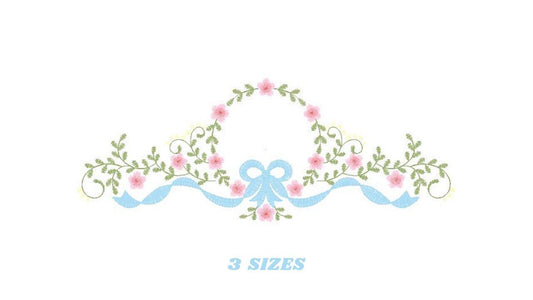Lace embroidery designs - Laurel Wreath embroidery design machine embroidery pattern - Flowers embroidery file Monogram frame pes download