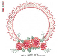 Load image into Gallery viewer, Monogram Frame embroidery designs - Flower embroidery design machine embroidery pattern - Rose frame embroidery file - instant download pes
