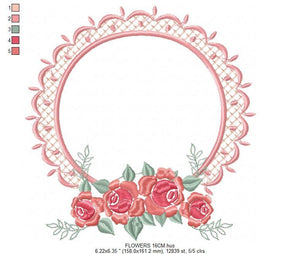 Monogram Frame embroidery designs - Flower embroidery design machine embroidery pattern - Rose frame embroidery file - instant download pes