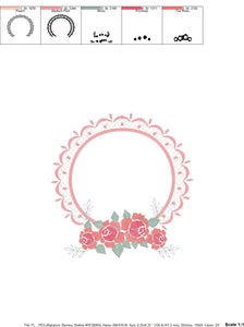 Monogram Frame embroidery designs - Flower embroidery design machine embroidery pattern - Rose frame embroidery file - instant download pes