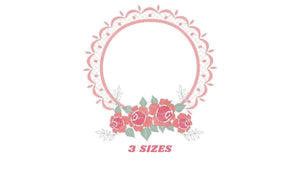 Monogram Frame embroidery designs - Flower embroidery design machine embroidery pattern - Rose frame embroidery file - instant download pes