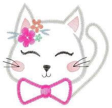 Charger l&#39;image dans la galerie, Cat embroidery design - Kitty embroidery designs machine embroidery pattern - Pet embroidery file - baby girl embroidery cat applique design
