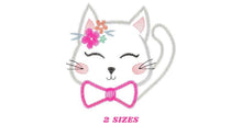 Load image into Gallery viewer, Cat embroidery design - Kitty embroidery designs machine embroidery pattern - Pet embroidery file - baby girl embroidery cat applique design
