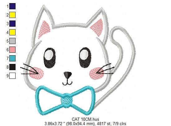 Cat embroidery design - Kitty embroidery designs machine embroidery pattern - Pet embroidery file - baby girl embroidery cat applique design - Marcia Embroidery