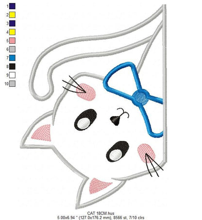 Cat embroidery design - Kitty embroidery designs machine embroidery pattern - Pet embroidery file - baby girl embroidery cat applique design - Marcia Embroidery