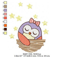 Cargar imagen en el visor de la galería, Baby owl embroidery design - Owl with nest embroidery design machine embroidery pattern - girl embroidery file - owl rippled design kitchen
